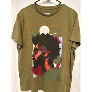 Target Black History Month Mens Graphic Tee Olive Green Abstract Art Shirt L